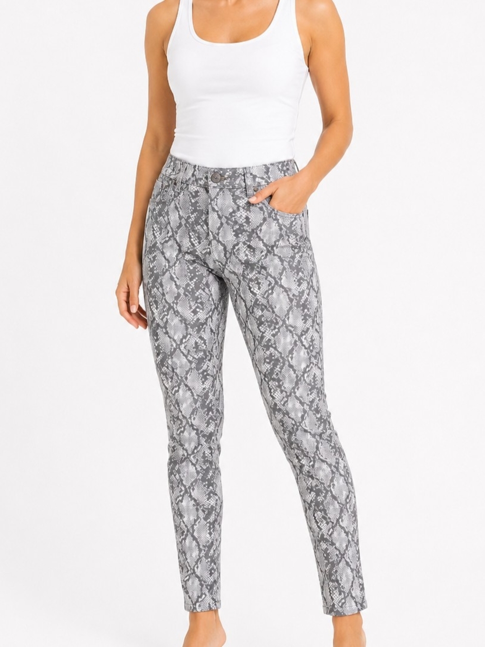 Seven7 Gray Snake Print Hih Rise Skinny Jeans NWT